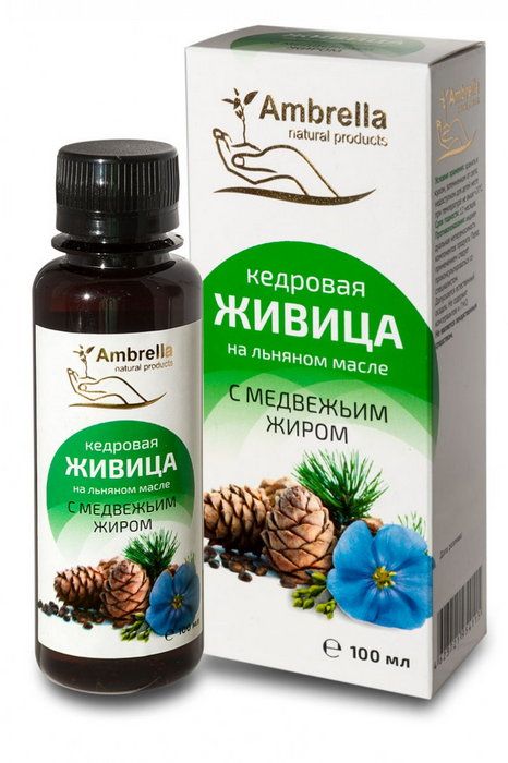 Живица кедровая на льняном масле с медвежьим жиром, 100 мл цена в ...