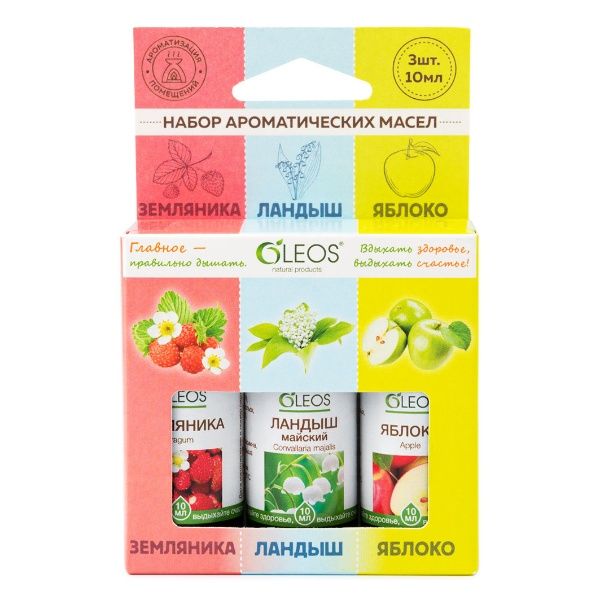 Изображение товара Набор ароматических масел Земляника/Ландыш/Яблоко Oleos 30мл Набор ароматических масел Земляника/Ландыш/Яблоко Oleos 30мл фотография